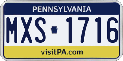 PA license plate MXS1716