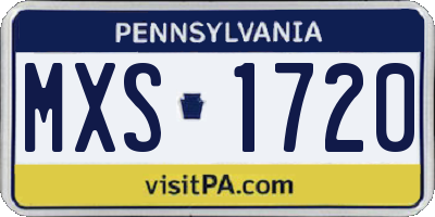 PA license plate MXS1720