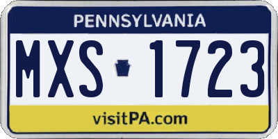 PA license plate MXS1723