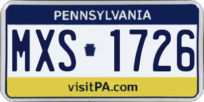 PA license plate MXS1726