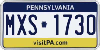 PA license plate MXS1730