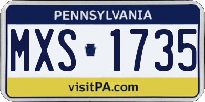 PA license plate MXS1735