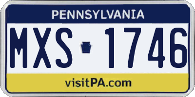 PA license plate MXS1746