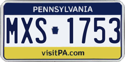PA license plate MXS1753