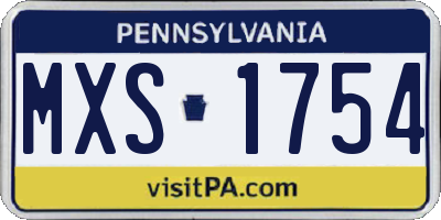 PA license plate MXS1754
