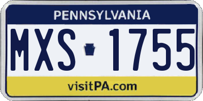 PA license plate MXS1755
