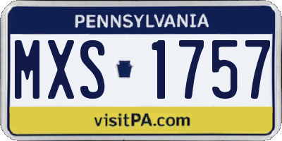 PA license plate MXS1757