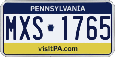 PA license plate MXS1765