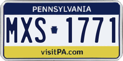 PA license plate MXS1771