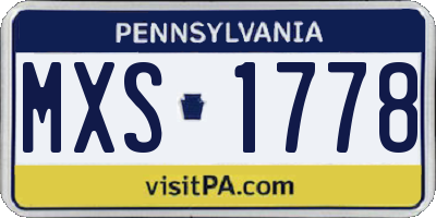 PA license plate MXS1778