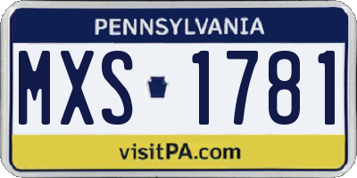 PA license plate MXS1781