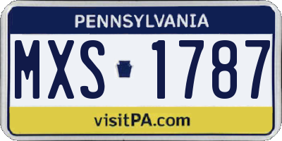 PA license plate MXS1787