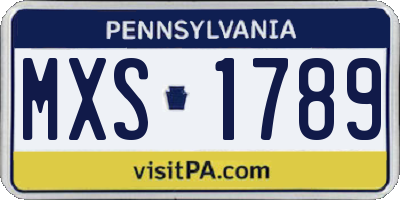 PA license plate MXS1789