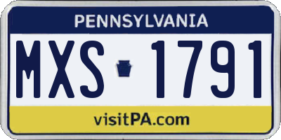 PA license plate MXS1791