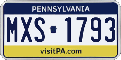 PA license plate MXS1793