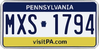 PA license plate MXS1794