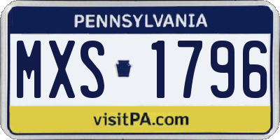 PA license plate MXS1796