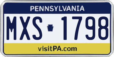 PA license plate MXS1798