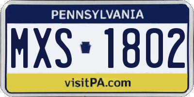 PA license plate MXS1802
