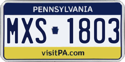 PA license plate MXS1803