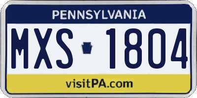 PA license plate MXS1804