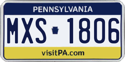 PA license plate MXS1806