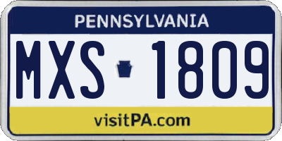 PA license plate MXS1809