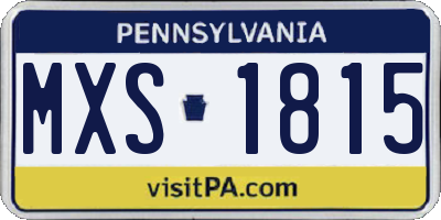 PA license plate MXS1815