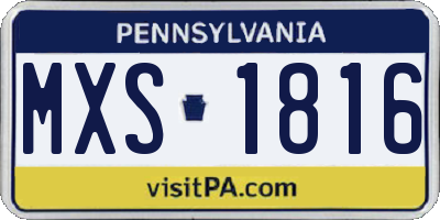 PA license plate MXS1816