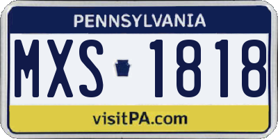 PA license plate MXS1818