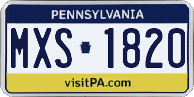 PA license plate MXS1820