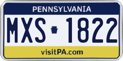 PA license plate MXS1822
