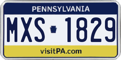 PA license plate MXS1829
