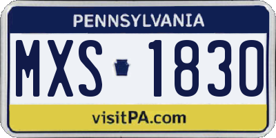 PA license plate MXS1830