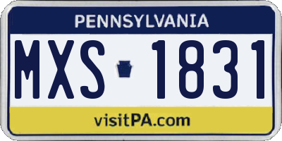 PA license plate MXS1831