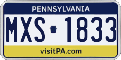 PA license plate MXS1833