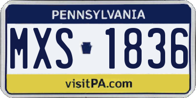 PA license plate MXS1836