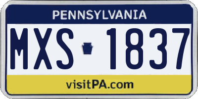 PA license plate MXS1837