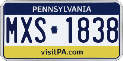 PA license plate MXS1838
