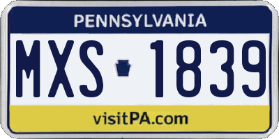 PA license plate MXS1839