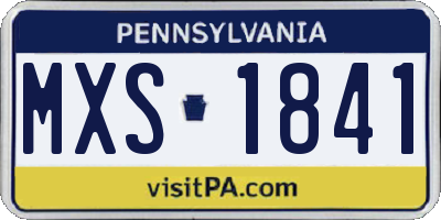 PA license plate MXS1841