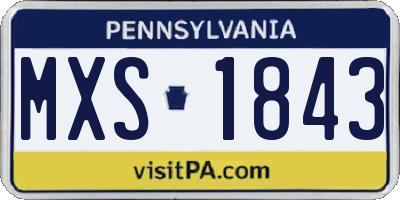 PA license plate MXS1843