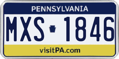 PA license plate MXS1846