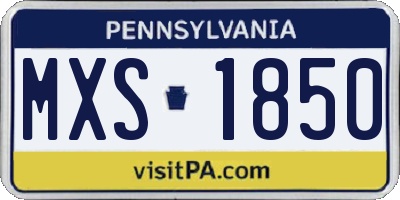 PA license plate MXS1850