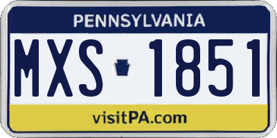 PA license plate MXS1851