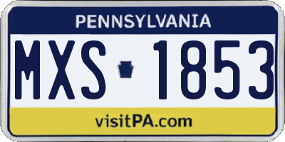 PA license plate MXS1853