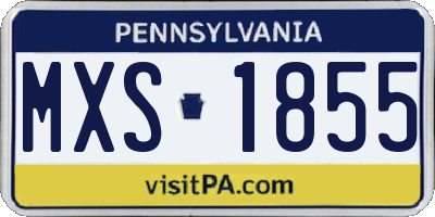PA license plate MXS1855