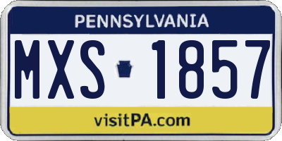 PA license plate MXS1857