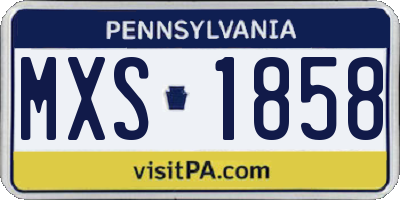 PA license plate MXS1858