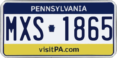 PA license plate MXS1865